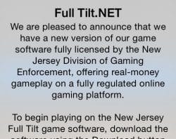 Full Tilt on New Jersey SNAFU: &#8220;At No Time Was a Real Money App Available&#8221;