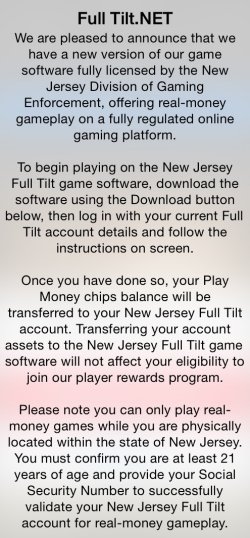 Full Tilt on New Jersey SNAFU: &#8220;At No Time Was a Real Money App Available&#8221;