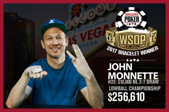 WSOP: John Monnette Takes Down $10K No Limit Deuce for Third Bracelet