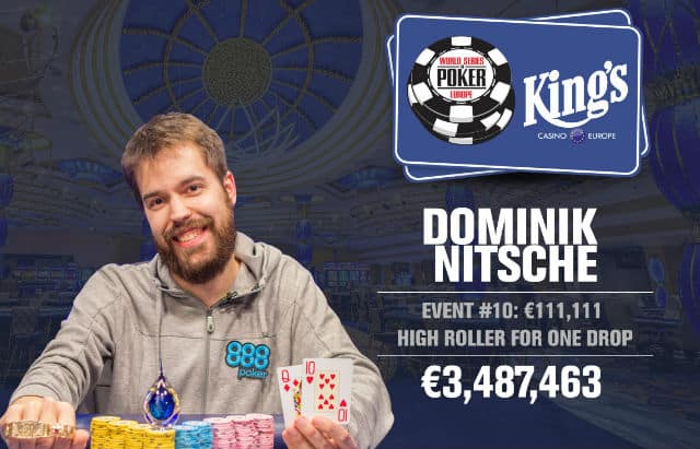 WSOP Europe: Dominik Nitsche Wins One Drop High Roller, Bracelet #4