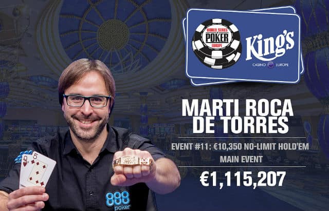 WSOP Europe: 888poker Qualifier Marti Roca De Torres Wins Main Event