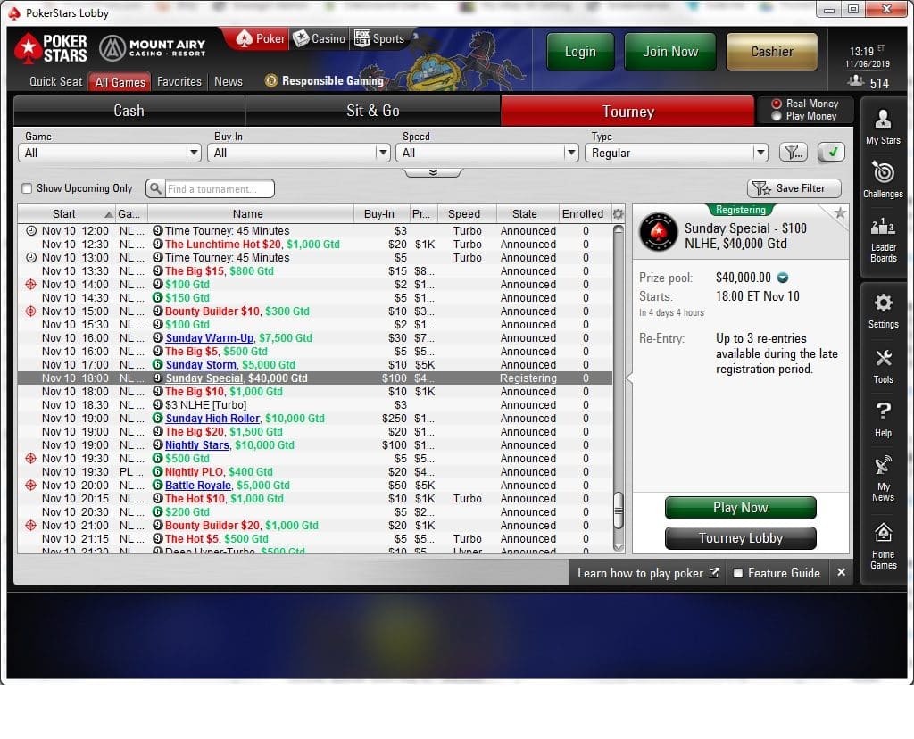 First Look at PokerStars PA Sunday MTT Schedule