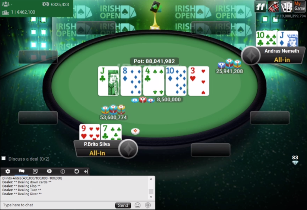 2020 Irish Poker Open final hand